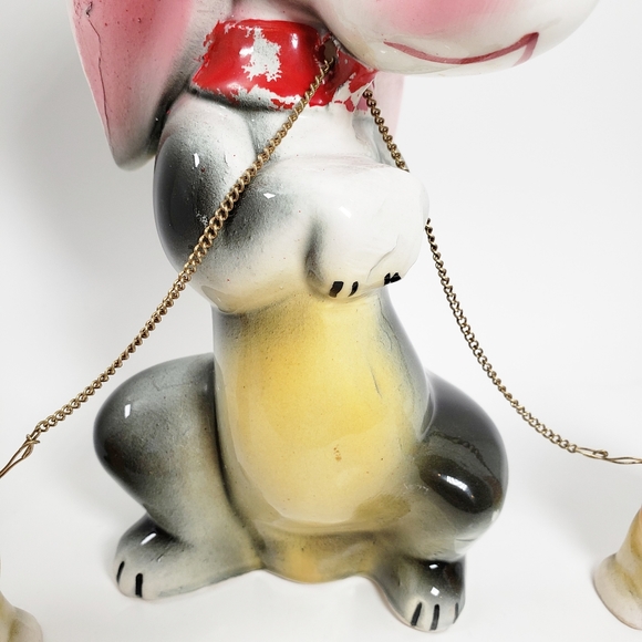 Vintage Kitsch Basset Hound Dog Chain Figurine Set Artmark Anthropomorphic - Picture 14 of 16